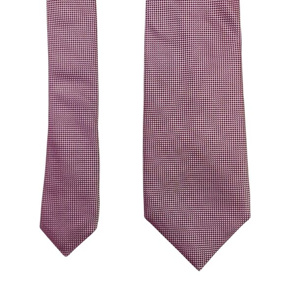 Boss Hugo Boss Tie Mens Red Pink Silk Narrow Luxury Designer Made in Italy - Picture 5 of 11